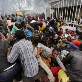 Residents desperate for a planned distribution of food stampede in Kenya.