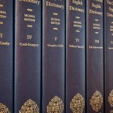 Book spines for volumes of the dictionary