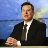 Elon Musk speaks during a news conference in Florida.