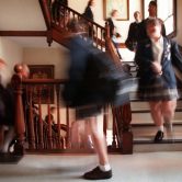 Students wear uniforms at a parochial school