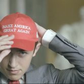 Nicholas Sandmann wears a Make America Great Again hat.