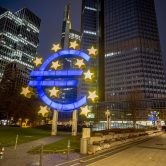 Euro sculpture outside the European Central Bank