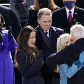 President Joe Biden hugs first lady Jill Biden after being sworn-in as president.