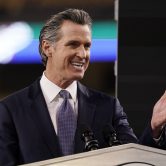 California Gov. Gavin Newsom delivers his State of the State address from Dodger Stadium.