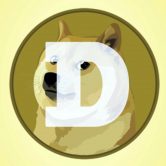 This mobile phone app screenshot shows the logo for Dogecoin.