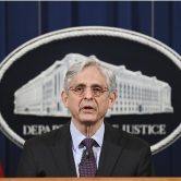 Attorney General Merrick Garland speaks at the Department of Justice in Washington.