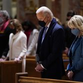 Joe and Jill Biden attend Mass at a church in Washington