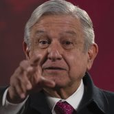 Mexican President Andrés Manuel López Obrador gives a press conference at the National Palace.