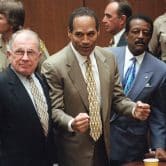 O.J. Simpson reacts as he is found not guilty.