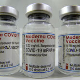 Vials of the Moderna Covid-19 vaccine are pictured in a vaccination center in Germany.