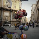 Balloon vendor in Palermo square