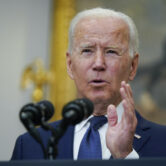 President Joe Biden speaks about Hurricane Henri and Afghanistan evacuations in the White House.