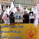 Protesters demonstrating against the Iranian regime