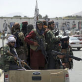 Taliban fighters patrol Kabul Afghanistan