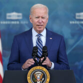 President Joe Biden delivers remarks during an event in the South Court Auditorium on the White House campus.