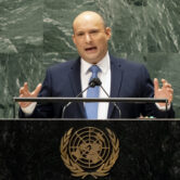 Israel’s Prime Minister Naftali Bennett addresses the 76th Session of the United Nations General Assembly