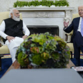 President Joe Biden meets with Indian Prime Minister Narendra Modi in the Oval Office.