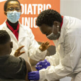 A minor receives a Sinovac vaccine jab in South Africa.