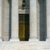 The entrance to the Supreme Court is seen in Washington.