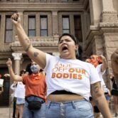 Women protest against a Texas abortion law at the state Capitol