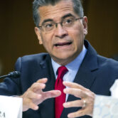 Secretary of Health and Human Services Xavier Becerra testifies at a hearing.