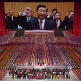 hinese President Xi Jinping is seen leading other top officials pledging their vows to the party.