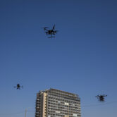 Drones carry goods as part of a National Drone Initiative test operation in Israel.