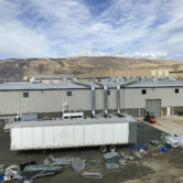 This photo shows the exterior of a Google data center in The Dalles, Oregon.