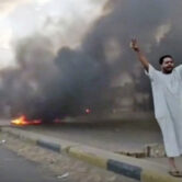 A man shouts slogans during a protest in Khartoum, Sudan.