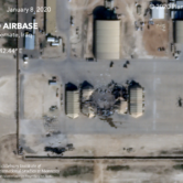A satellite photo shows missile damage at a U.S. military base in Iraq