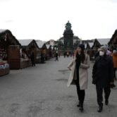 A Christmas market in Austria is nearly deserted amid a newly announced lockdown