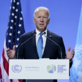 Joe Biden speaks during a news conference at the COP26 U.N. Climate Summit.