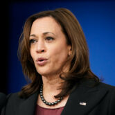 Kamala Harris speaks at the Tribal Nations Summit on the White House campus.