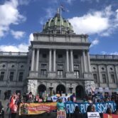 A protest on school funding at the PA Capitol