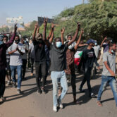 Sudanese protest against the military takeover in Khartoum.