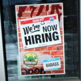Poster advertising employment opportunities at a sandwich shop in Colorado