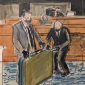A sketch of a detective testifying in Ghislaine Maxwell's trial.