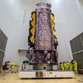 NASA's James Webb Space Telescope is secured on top of the Ariane 5 rocket.