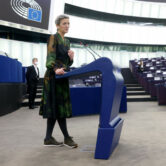 Margrethe Vestager delivers her speech during a debate at the European Parliament.