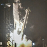 A SpaceX Falcon 9 rocket lifts off from Kennedy Space Center, Fla.