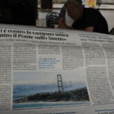 A newspaper article about the Strait of Messina bridge project