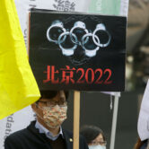Beijing Winter Olympics protesters gather in Taiwan.