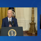 President Joe Biden speaks at a press conference on the eve of the anniversary of his inauguration on Jan. 19, 2022.