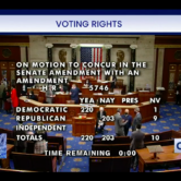A vote count shows the House passed voting rights legislation by a margin of 220 to 203 on Jan. 13, 2022.