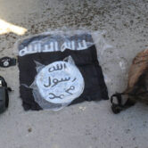 The Islamic State flag and bags of some of the group's fighters.