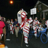 The satirical Krewe du Vieux parade makes its way through New Orleans.