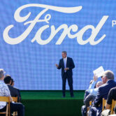 Tennessee Gov. Bill Lee speaks during a Ford factory presentation.