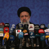 Iranian President Ebrahim Raisi during a news conference in Tehran.