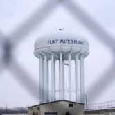 The Flint water tower in Flint, Mich.