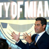 Miami Mayor Francis Suarez hosts a talk with local artists at the Bakehouse Art Complex.